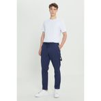 AC&Co / Altınyıldız Classics Erkek Lacivert Oversize Bol Kesim Beli Bağlamalı Pamuklu Esnek Armürlü Yan Cepli Pantolon