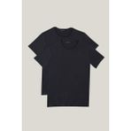 AC&Co / Altınyıldız Classics Erkek Lacivert Slim Fit Dar Kesim Bisiklet Yaka %100 Pamuk 2'li Tişört Paketi