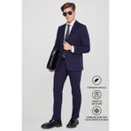 AC&Co / Altınyıldız Classics Erkek Lacivert Slim Fit Dar Kesim Mono Yaka Beli Bağlamalı Kapak Cepli Esnek Takım Elbise
