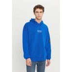 AC&Co / Altınyıldız Classics Erkek Mavi Oversize Fit Bol Kesim Kapüşonlu Içi Polarlı 3 Iplik Pamuklu Sweatshirt