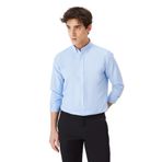 AC&Co / Altınyıldız Classics Erkek Oxford Mavi Düğmeli Yaka Kolay Ütülenebilir Pamuklu Slim Fit Dar Kesim Gömlek Mavi, M