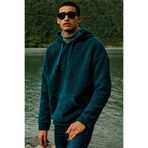 AC&Co / Altınyıldız Classics Erkek Petrol Oversize Bol Kesim Kapüşonlu Sherpa Sweatshirt Polar