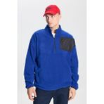 AC&Co / Altınyıldız Classics Erkek Saks Oversize Bol Kesim Dik Bato Yaka Cep Detaylı Fermuarlı Soğuk Geçirmez Polar Sweatshirt
