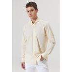 AC&Co / Altınyıldız Classics Erkek Sarı Slim Fit Dar Kesim Düğmeli Yaka %100 Pamuk Desenli Gömlek