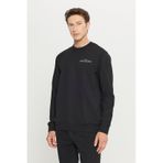 AC&Co / Altınyıldız Classics Erkek Sıyah 2 İplik Pamuklu Standart Fit Normal Kesim Rahat Bisiklet Yaka Sweatshirt Siyah