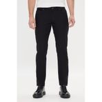 AC&Co / Altınyıldız Classics Erkek Siyah 360 Derece Her Yöne Esneyen Slim Fit Dar Kesim Diyagonal Desenli Pantolon