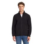 AC&Co / Altınyıldız Classics Erkek Siyah Anti-Pilling Tüylenme Yapmayan Standart Fit Bato Yaka Sweatshirt Polar Ceket