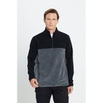 AC&Co / Altınyıldız Classics Erkek Siyah-Antrasit Standart Fit Günlük Rahat Çift Renkli Polar Spor Sweatshirt 4A5221100015SSAS antrasit-siyah