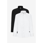 AC&Co / Altınyıldız Classics Erkek Sıyah-beyaz 2'li Pamuklu Kolay Ütülenebilir Slim Fit Dar Kesim Oxford Gömlek Paketi Siyah - Beyaz