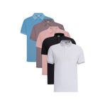 AC&Co / Altınyıldız Classics Erkek Sıyah-beyaz-pembe-saks-bordo 5'li Paket Çekmeyen Pamuklu Kumaş Kıvrılmaz Yaka Slim Fit Dar Kesim Polo Yaka Tişört Sıyah-beyaz-pembe-saks-bordo Çok Renkli