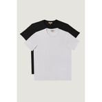 Ac&Co / Altınyıldız Classics Erkek Sıyah-beyaz Slim Fit Bisiklet Yaka 2'li Düz Tişört Paketi Sıyah-beyaz Beyaz - Siyah