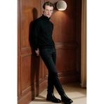 AC&Co / Altınyıldız Classics Erkek Siyah Diz İzi Yapmayan 360 Derece Her Yöne Esneyen Slim Fit Diagonal Desenli Esnek Pantolon