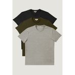 Ac&Co / Altınyıldız Classics Erkek Sıyah-hakı-grı Melanj Slim Fit Bisiklet Yaka 3'lü %100 Pamuk Tişört Paketi Sıyah-hakı-grı Melanj Siyah - Haki - Gri Melanj
