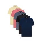 AC&Co / Altınyıldız Classics Erkek Sıyah-narcıcegı-sarı-lacıvert-lacı 5'li Paket Çekmeyen Pamuklu Kumaş Kıvrılmaz Yaka Slim Fit Polo Yaka Tişört Sıyah-narcıcegı-sarı-lacıvert-lacı Çok Renkli