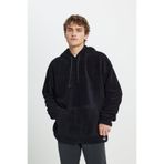 AC&Co / Altınyıldız Classics Erkek Siyah Oversize Bol Kesim Kapüşonlu Sherpa Sweatshirt Polar
