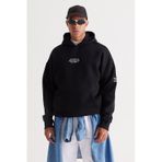 AC&Co / Altınyıldız Classics Erkek Sıyah Oversize Fit Bol Kesim Kapüşonlu İçi Polarlı Pamuklu Sweatshirt Siyah