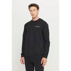 AC&Co / Altınyıldız Classics Erkek Siyah Pamuklu 2 İplik Standart Fit Normal Kesim Rahat Bisiklet Yaka Sweatshirt