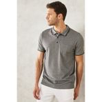 AC&Co / Altınyıldız Classics Erkek Sıyah Polo Yaka Cepli Regular Fit Geniş Kesim Düz Tişört Siyah
