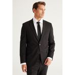 AC&Co / Altınyıldız Classics Erkek Siyah Slim Fit Dar Kesim Mono Yaka Takım Elbise 4A3023100061SYH566N Siyah