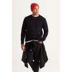 AC&Co / Altınyıldız Classics Erkek Sıyah Standart Fit Normal Kesim İçi Polarlı Bisiklet Yaka Sweatshirt