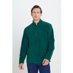 AC&Co / Altınyıldız Classics Erkek Yeşil Anti-pilling Tüylenme Yapmayan Standart Fit Dik Yaka Soğuk Geçirmez Polar Sweatshirt