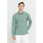 AC&Co / Altınyıldız Classics Erkek Yeşil Slim Fit Dar Kesim Klasik Yaka Pamuklu Gömlek