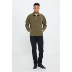 AC&Co / Altınyıldız Classics Haki Loose Fit Dik Bato Yaka Jakarlı Yumuşak Tuşeli Polar Sweatshirt