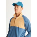 AC&Co / Altınyıldız Classics Indigo-karamel Standart Fit Normal Kesim Dik Bato Yaka Desenli Polar Sweatshirt