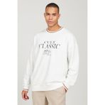 AC&Co / Altınyıldız Classics Kırık Beyaz Oversize Bol Kesim Içi Polarlı 3 Iplik Bisiklet Yaka Pamuklu Sweatshirt
