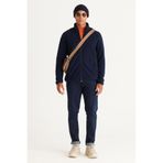 AC&Co / Altınyıldız Classics Lacivert Anti-pilling Tüylenme Yapmayan Standart Fit Dik Bato Yaka Sweatshirt Polar Ceket