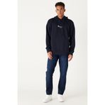 AC&Co / Altınyıldız Classics Lacivert Oversize Bol Kesim Kapüşonlu Pamuklu Baskılı Sweatshirt