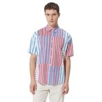 AC&Co / Altınyıldız Classics Oversize Bol Kesim Gizli Düğme Yaka %100 Pamuk Baskılı Gömlek, Renk Beyaz Renkli, Beden L