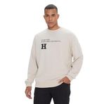 AC&Co / Altınyıldız Classics Oversize Fit Bol Kesim Harvard Lisanslı 3 İplik Pamuklu Bisiklet Yaka Sweatshirt, Renk Açık Bej, Beden S