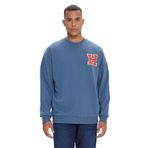 AC&Co / Altınyıldız Classics Oversize Fit Bol Kesim Harvard Lisanslı 3 İplik Pamuklu Bisiklet Yaka Sweatshirt, Renk Indigo, Beden S