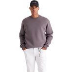 AC&Co / Altınyıldız Classics Oversize Fit Bol Kesim Pamuklu İçi Polarlı Bisiklet Yaka Sweatshirt, Renk Koyu Gri, Beden S