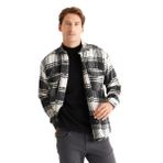 AC&Co / Altınyıldız Classics Oversize Fit Düğmeli Yaka Kareli Gömlek Ceket, Renk Siyah-Ekru, Beden M