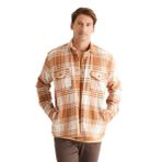 AC&Co / Altınyıldız Classics Oversize Fit Düğmeli Yaka Kareli Gömlek Ceket, Renk Vizon-Ekru, Beden L