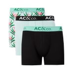 AC&Co / Altınyıldız Classics Pamuklu Esnek Desenli 3'lü Boxer Paketi, Renk Siyah-Yesil, Beden M