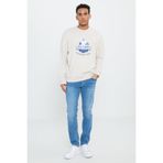 AC&Co / Altınyıldız Classics Real Madrid Lisanslı 3 İplik Pamuklu Oversize Fit Bol Kesim Açık Bej Bisiklet Yaka Sweatshirt