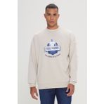AC&Co / Altınyıldız Classics Real Madrid Lisanslı 3 İplik Pamuklu Oversize Fit Bol Kesim Erkek Açık Bej Bisiklet Yaka Sweatshirt