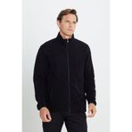 AC&Co / Altınyıldız Classics Siyah Anti-pilling Tüylenme Yapmayan Standart Fit Dik Bato Yaka Sweatshirt Polar Ceket