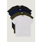 AC&Co / Altınyıldız Classics Slim Fit 4'lü Tişört Paket, Renk Beyaz-Siyah-Lacivert-Haki, Beden XL