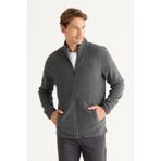 AC&Co / Altınyıldız Classics Standart Fit Fermuarlı Bato Yaka Polar Erkek Ceket Antrasit