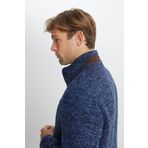 AC&Co / Altınyıldız Classics Yünlü Standart Fit Normal Kesim Dik Yaka Yan Cepli Mont, Renk Saks Mavi, Beden 3XL