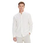 AC&Co/Altınyıldız Classics Erkek Ekru Comfort Fit Rahat Kesim Gizli Düğme Yaka%100 Pamuk Flamlı Gömlek, Ekru, S