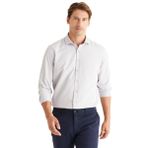 AC&Co/Altınyıldız Classics-Erkek Gri Slim Fit Dar Kesim Italyan Yaka Armürlü Gömlek (Gri/L)