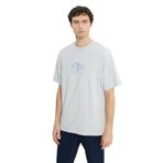 AC&Co/Altınyıldız Classics Erkek Gri%100 Pamuk Oversize Fit Rahat Kesim Bisiklet Yaka Baskılı Tişört, Gri, S
