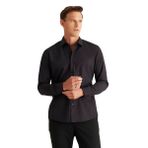 AC&Co/Altınyıldız Classics Erkek Siyah Ütülemesi Kolay Slim Fit Dar Kesim Klasik Yaka Pamuklu Gömlek,2XL