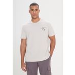 AC&Co/Altınyıldız Classics Erkek Taş Comfort Fit Rahat Kesim%100 Pamuk Bisiklet Yaka Tişört, Taş, M
