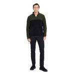 AC&Co/Altınyıldız Classics Standart Fit Dik Yaka İçi Polarlı Çift Renk Polar Sweatshirt, Renk Haki-Siyah, Beden S